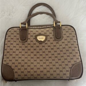 Gucci Tan and Brown Monogram Satchel
